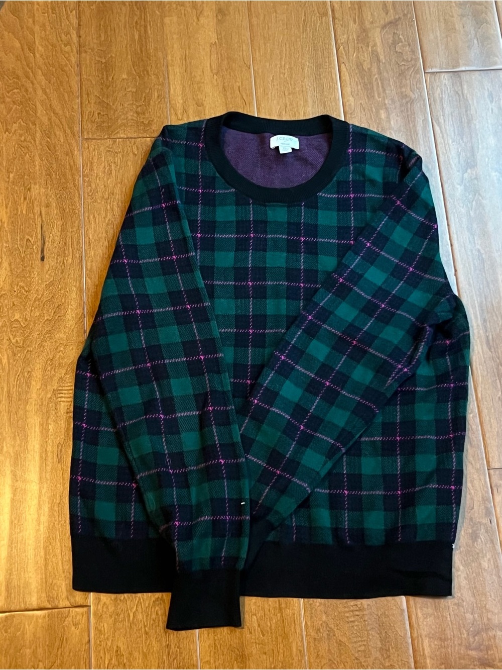 J. Crew Women’s Green Plaid Crewneck Sweater - J. Crew